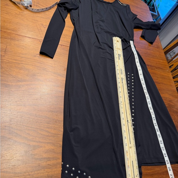Thalia Sodi Black Long Sleeve sheath Dress with Gold studded Accents - Picture 7 of 10